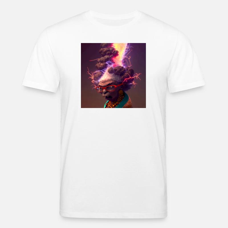 elektrik-Porträt 13 – Neonvulkanische Großmutter - Stanley/Stella Unisex Bio-T-Shirt CREATOR  - Weiß