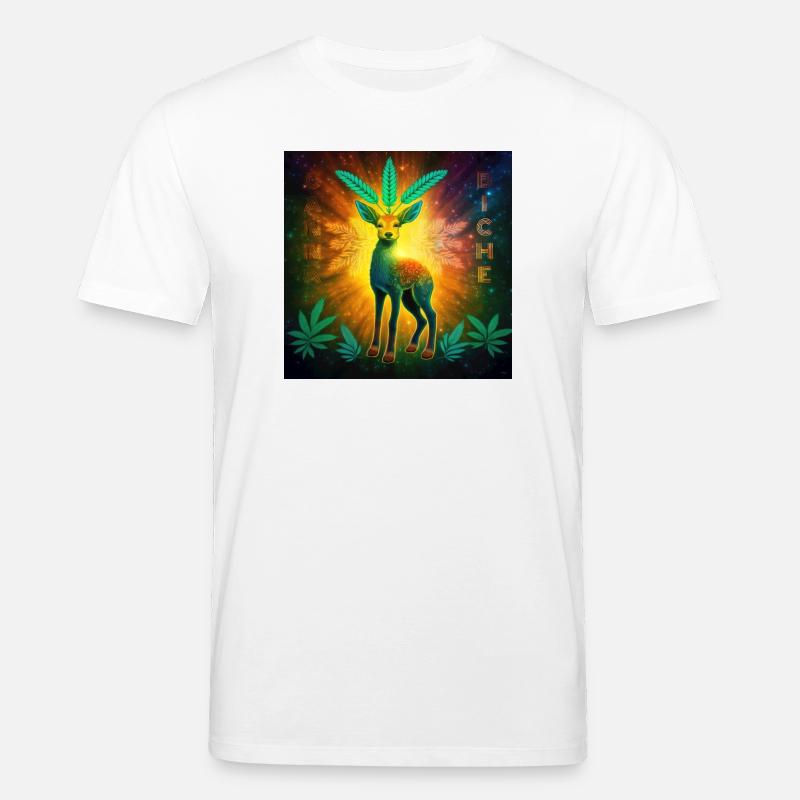 Kosmisches Reh mit Cannabisblättern - Stanley/Stella Unisex Bio-T-Shirt CREATOR  - Weiß