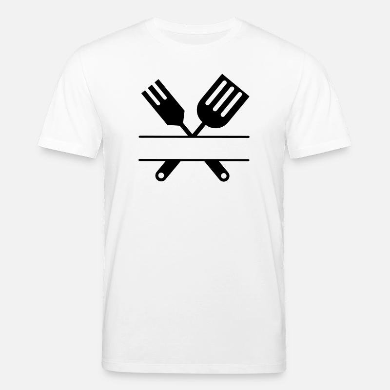 Monogramme de couverts emblème de barbecue - T-shirt bio CREATOR Stanley/Stella Unisexe - blanc