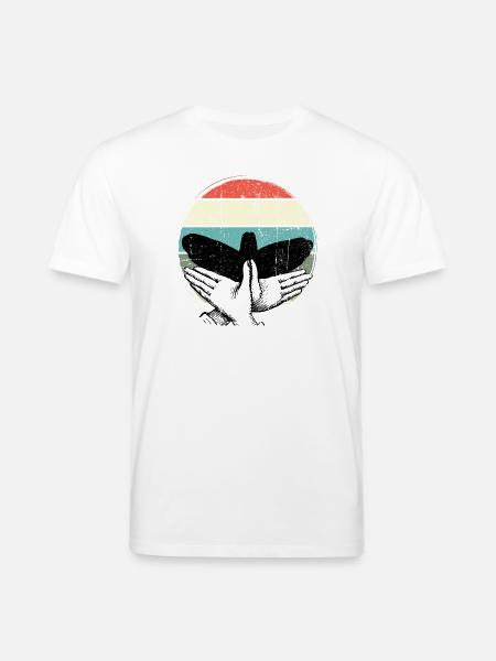 Retro Sunset Bird Silhouette - Stanley/Stella CREATOR Unisex Organic T-Shirt - white