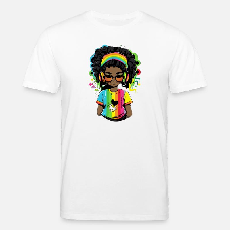 Pull reggae lumineux avec motif arc-en-ciel - T-shirt bio CREATOR Stanley/Stella Unisexe - blanc