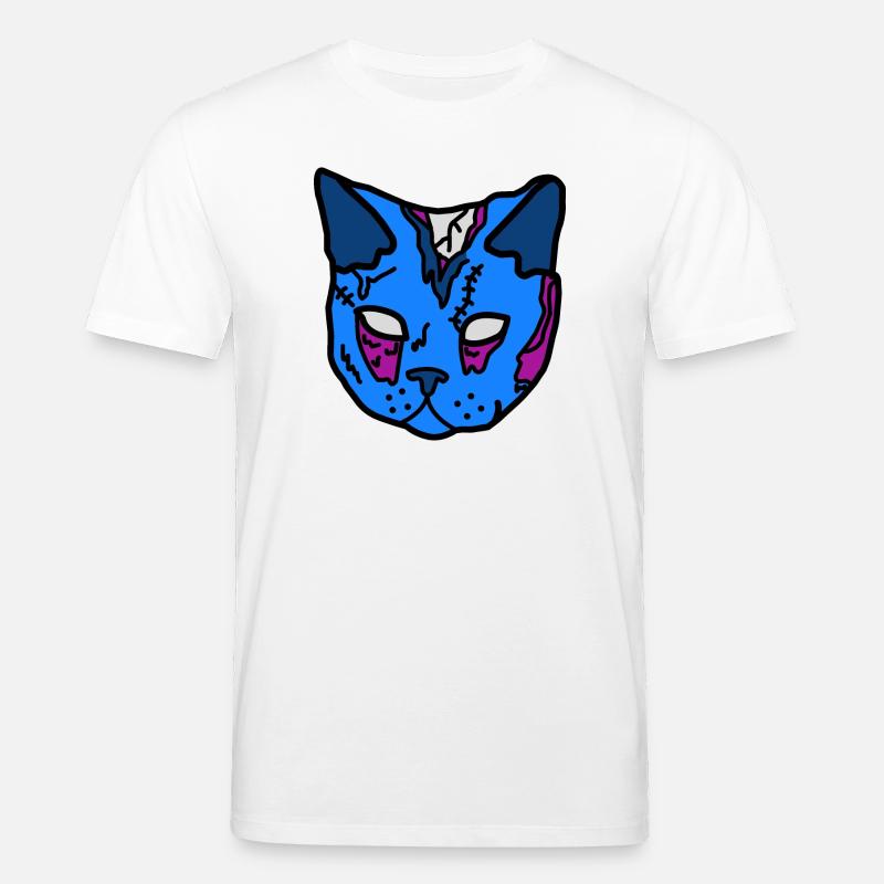 Blue Cat Mask Patchwork - Stanley/Stella CREATOR Unisex Organic T-Shirt - white