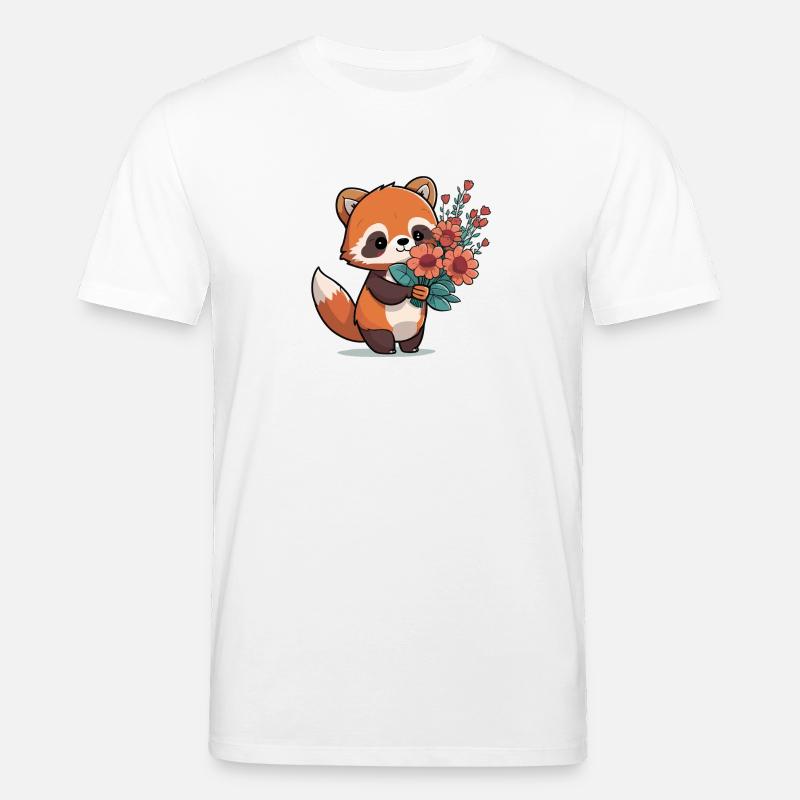 roter Panda mit Blumen - Stanley/Stella Unisex Bio-T-Shirt CREATOR  - Weiß