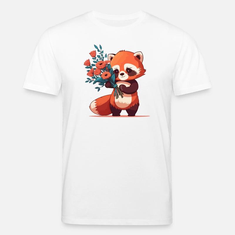 Panda roux à fleurs - T-shirt bio CREATOR Stanley/Stella Unisexe - blanc