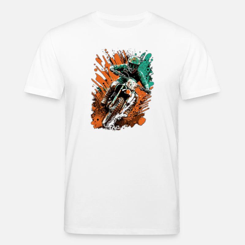 Motorradfahrer Splash in Orange-Teal - Stanley/Stella Unisex Bio-T-Shirt CREATOR  - Weiß