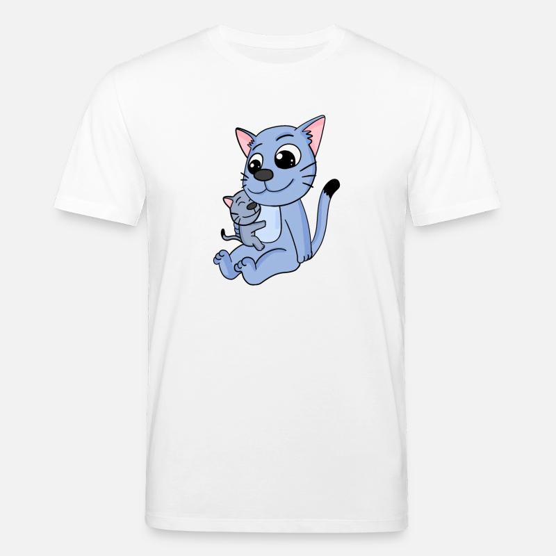 Famille de chats - Chat avec bébé - T-shirt bio CREATOR Stanley/Stella Unisexe - blanc