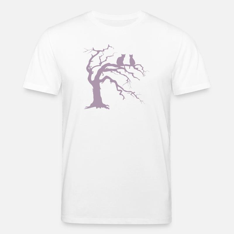 Dead tree with 2 cats silhouette - Stanley/Stella CREATOR Unisex Organic T-Shirt - white