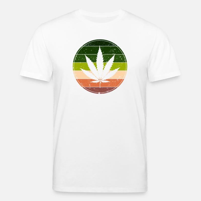Retro Rainbow Cannabis Runde - Stanley/Stella Unisex Bio-T-Shirt CREATOR  - Weiß
