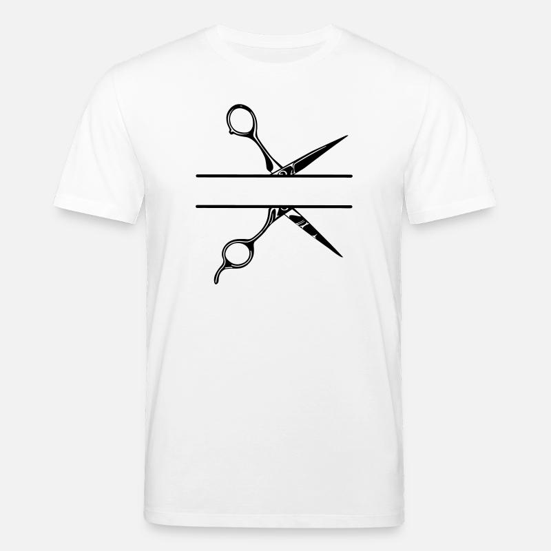 Texte bannière logo coiffeur, ciseaux - T-shirt bio CREATOR Stanley/Stella Unisexe - blanc