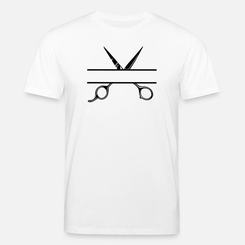 Texte bannière logo coiffeur ouvrir ciseaux - T-shirt bio CREATOR Stanley/Stella Unisexe - blanc