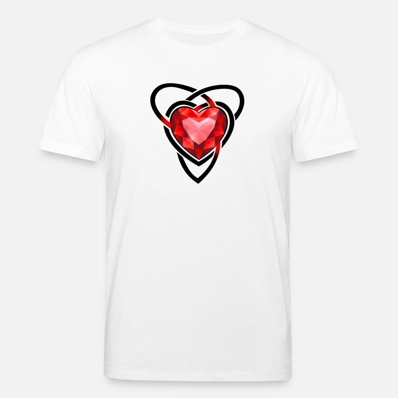 Facettiertes rotes Edelsteinherz - Stanley/Stella Unisex Bio-T-Shirt CREATOR  - Weiß