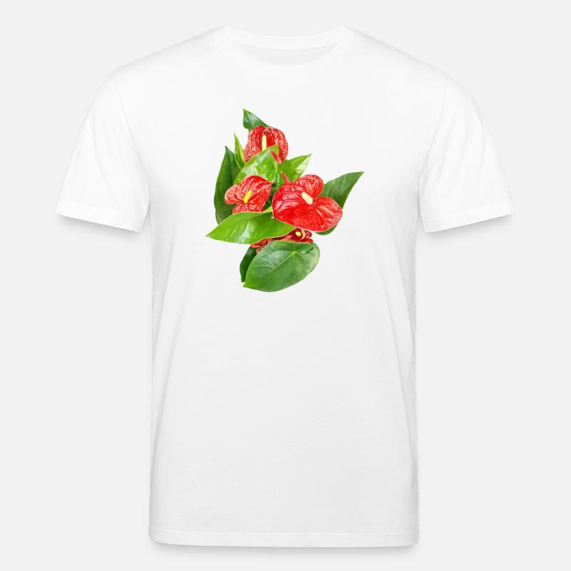 Rote Anthurien Floraledition - Stanley/Stella Unisex Bio-T-Shirt CREATOR - Weiß