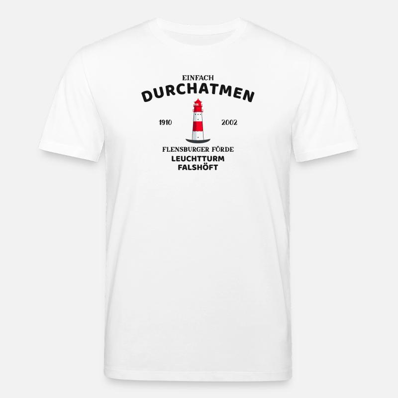 Flensburger Förde, Leuchtturm Falshöft, Durchatmen - Stanley/Stella Unisex Bio-T-Shirt CREATOR  - Weiß
