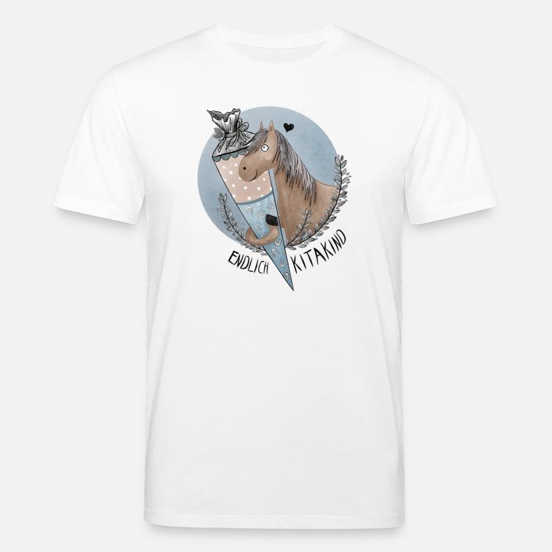 Endlich Kitakind Pferd mit Schultüte Blau - Stanley/Stella Unisex Bio-T-Shirt CREATOR  - Weiß