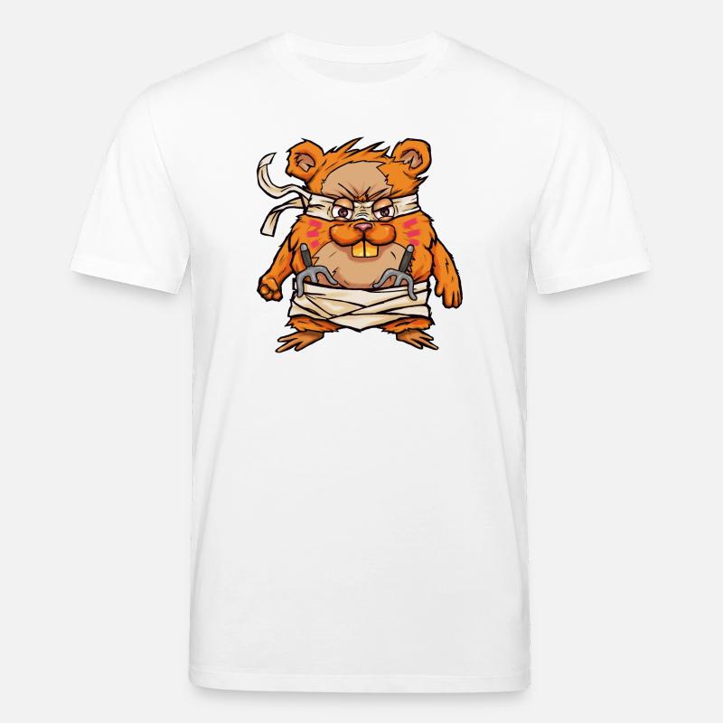 Hamster samouraï kawaii avec épée Hamjitsu - T-shirt bio CREATOR Stanley/Stella Unisexe - blanc