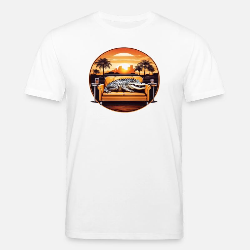 Alligator auf Sofa - Stanley/Stella Unisex Bio-T-Shirt CREATOR  - Weiß