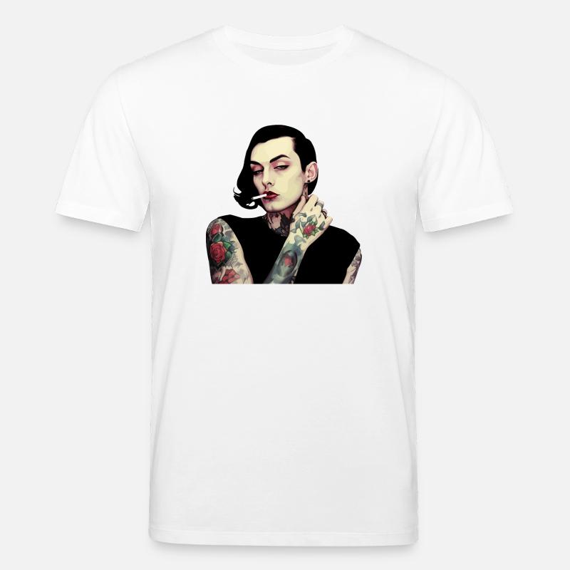 Gothic Tätowierte Frau mit Zigarette - Stanley/Stella Unisex Bio-T-Shirt CREATOR - Weiß