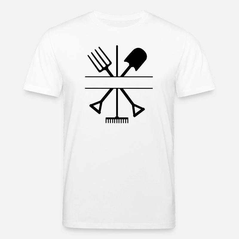 Garden tool crossed with text space - Stanley/Stella CREATOR Unisex Organic T-Shirt - white