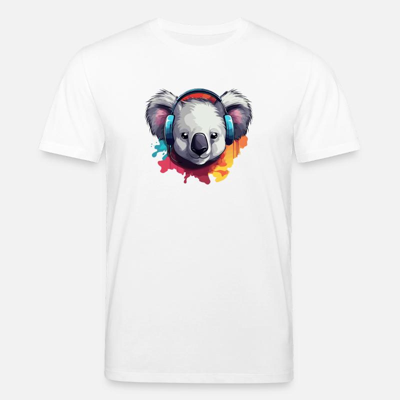 Koala mit Kopfhörer Koalabären - Stanley/Stella Unisex Bio-T-Shirt CREATOR  - Weiß