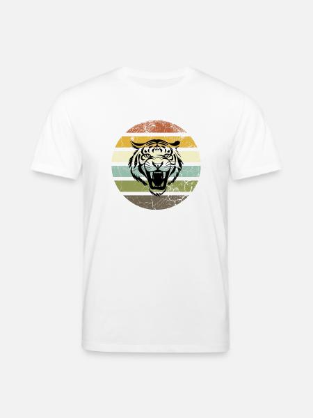 Retro Tiger Stripes Sunset - Stanley/Stella CREATOR Unisex Organic T-Shirt - white