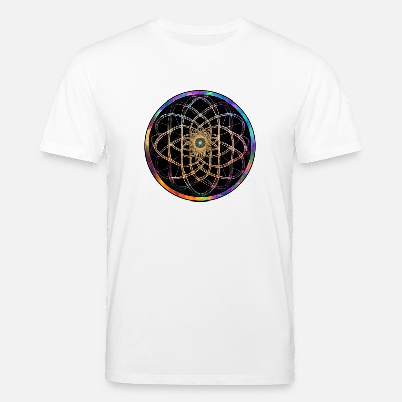 Rainbow Mandala Circle Pattern - Stanley/Stella CREATOR Unisex Organic T-Shirt - white