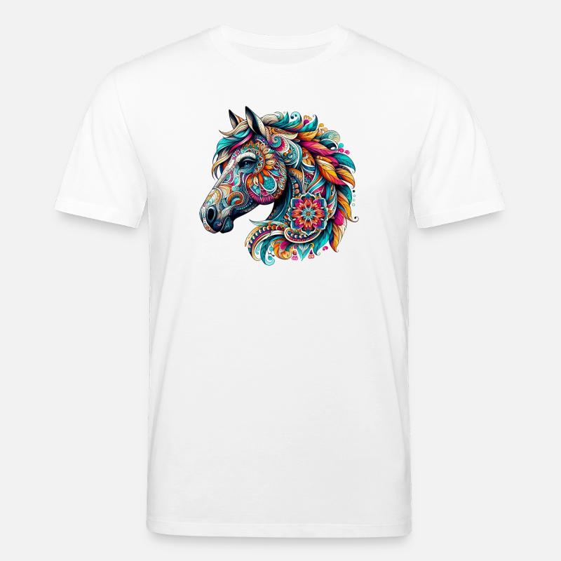 Pferd mit Mandalas verziert - Stanley/Stella Unisex Bio-T-Shirt CREATOR  - Weiß
