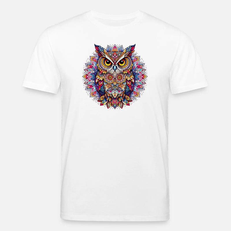 Eule mit Mandalas verziert - Stanley/Stella Unisex Bio-T-Shirt CREATOR  - Weiß