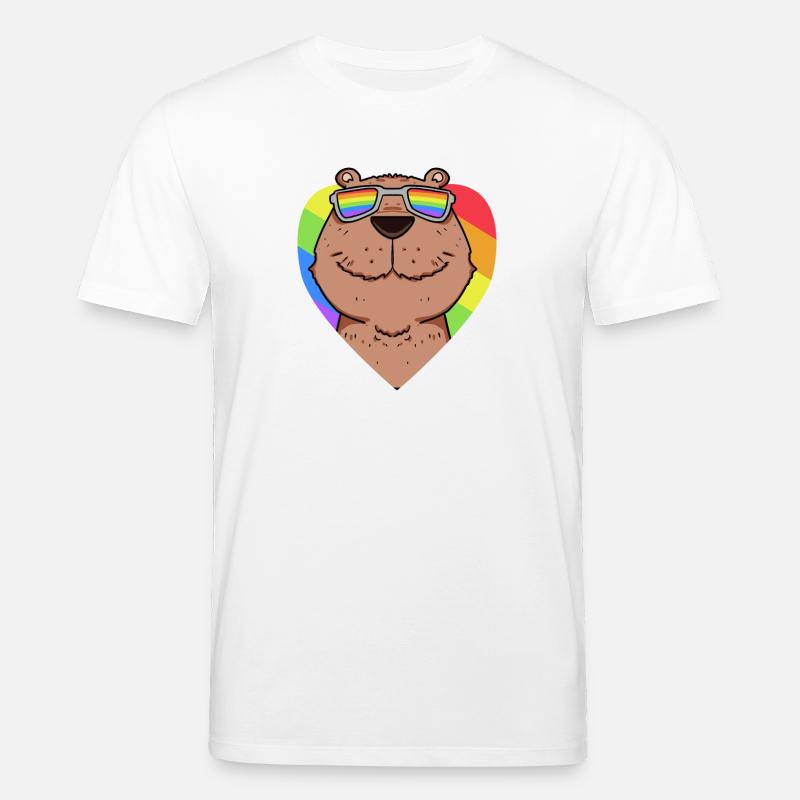 Capybara Wasserschwein Regenbogen - Stanley/Stella Unisex Bio-T-Shirt CREATOR  - Weiß