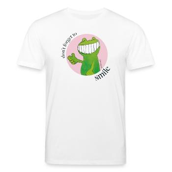 Janosch Günter Kastenfrosch Don't Forget To Smile - Stanley/Stella Unisex Bio-T-Shirt CREATOR  - Weiß - Vorne - Alina (178cm) & Michal (187cm)