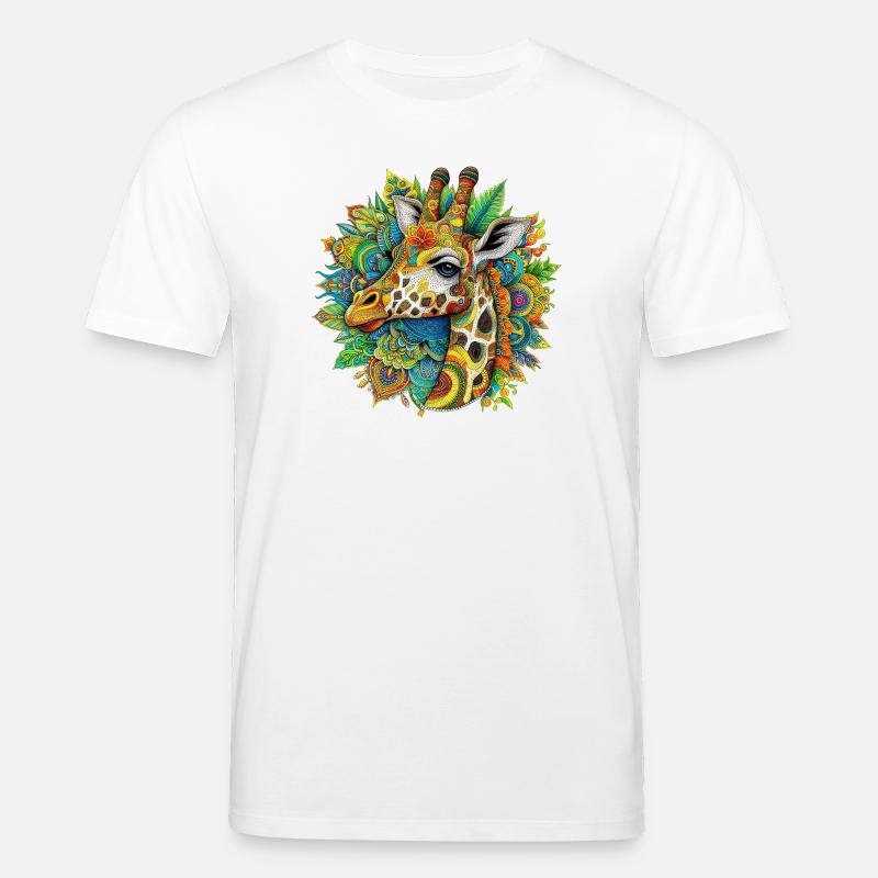 Giraffe mit Mandalas verziert - Stanley/Stella Unisex Bio-T-Shirt CREATOR  - Weiß