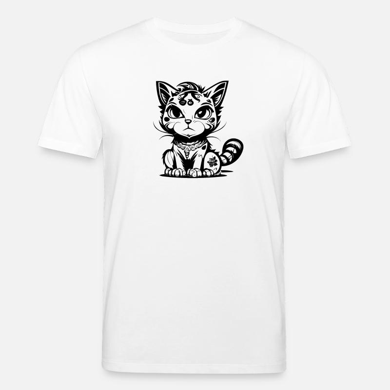 Mignon assis Manga Comic Cat - T-shirt bio CREATOR Stanley/Stella Unisexe - blanc