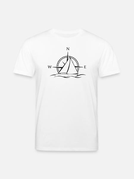 Sailboat with wind rose neutral black - Stanley/Stella CREATOR Unisex Organic T-Shirt - white