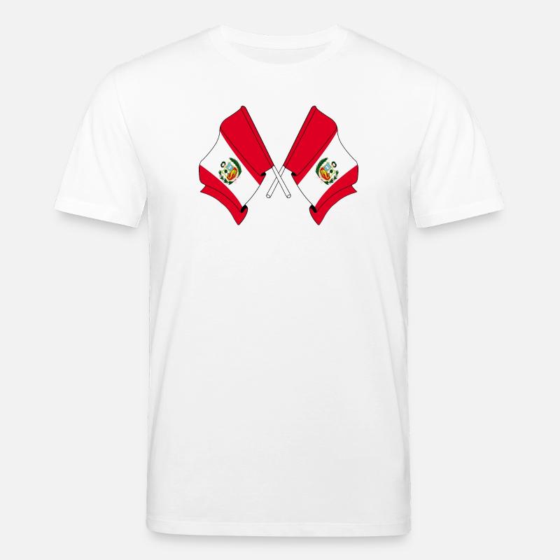 Deux drapeaux croisés du Pérou - T-shirt bio CREATOR Stanley/Stella Unisexe - blanc