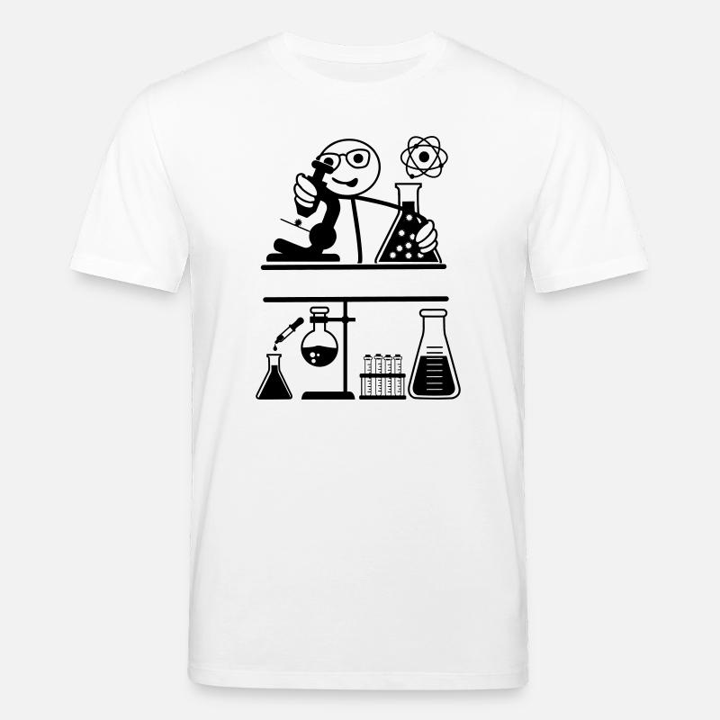 Lab with stickmen looking into microscope - Stanley/Stella CREATOR Unisex Organic T-Shirt - white