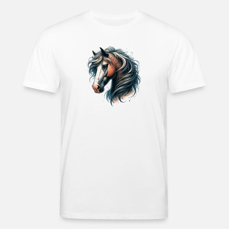 Tête de cheval à crinière fluide - T-shirt bio CREATOR Stanley/Stella Unisexe - blanc