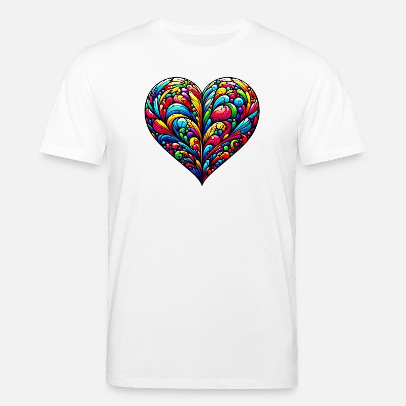 Buntes Herz - Stanley/Stella Unisex Bio-T-Shirt CREATOR  - Weiß