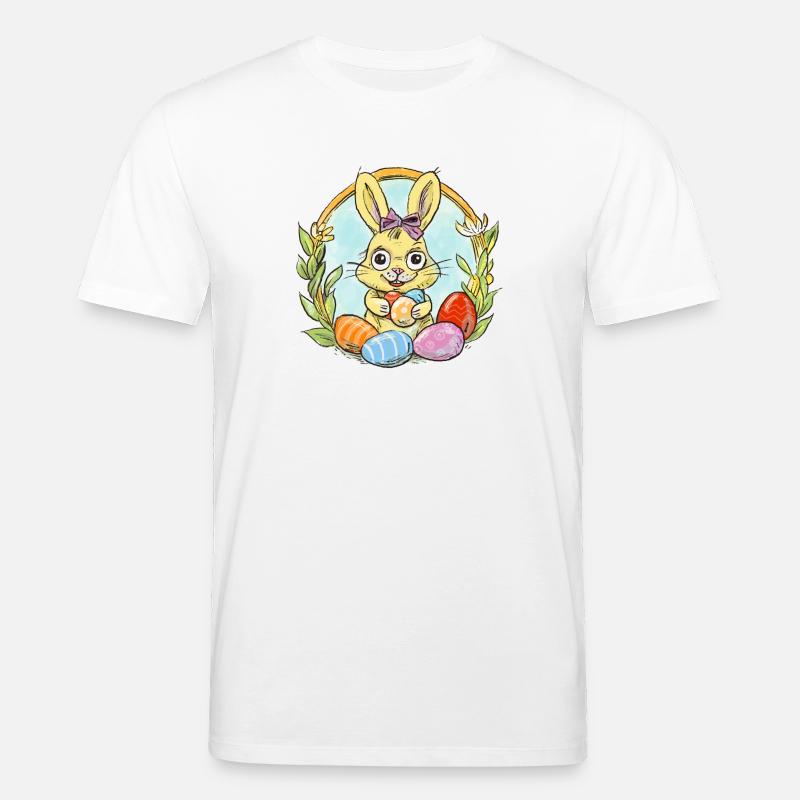 Osterhäschen mit farbigen Eiern - Stanley/Stella Unisex Bio-T-Shirt CREATOR  - Weiß