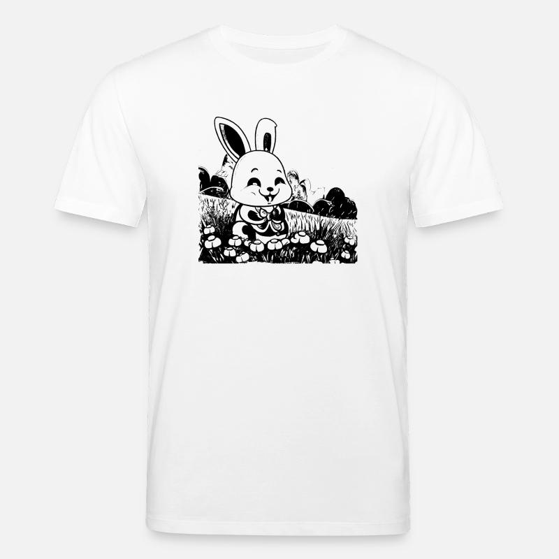 Hase in Wiese comic style - Stanley/Stella Unisex Bio-T-Shirt CREATOR - Weiß