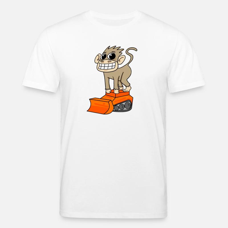 Affe Bagger Baggerfahrer Motiv - Stanley/Stella Unisex Bio-T-Shirt CREATOR  - Weiß
