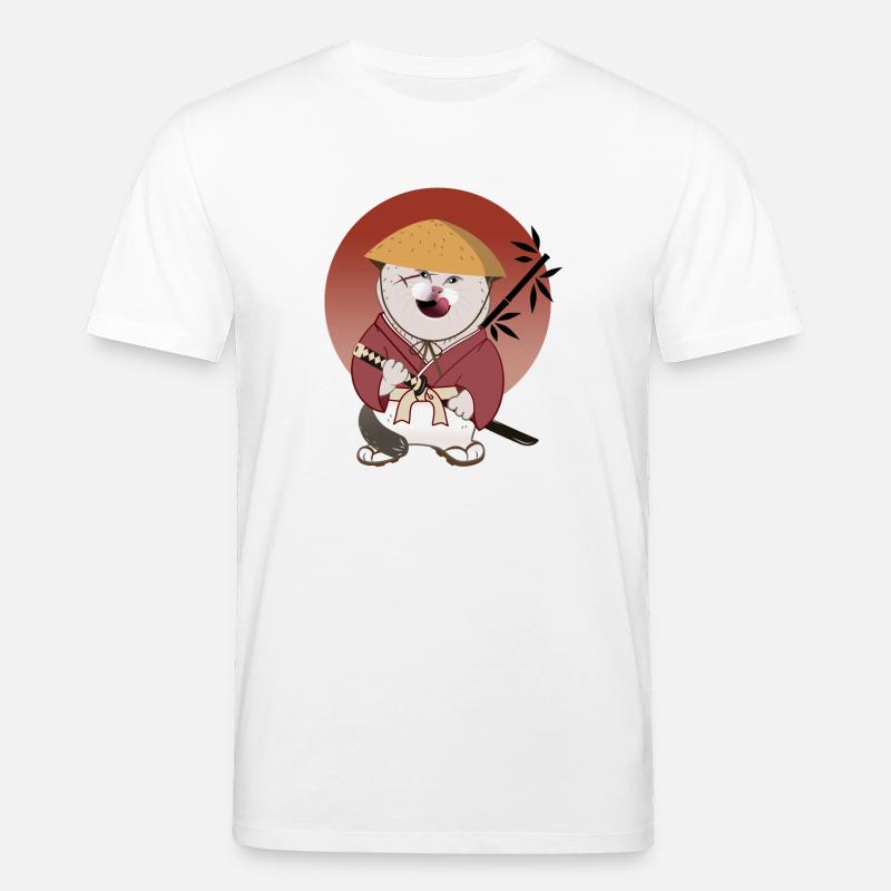 Batosai-Katze mit Strohhut und Narbe - Stanley/Stella Unisex Bio-T-Shirt CREATOR  - Weiß