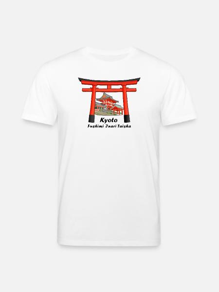 Kioto, Japonia, Fushimi Inari Taisha Rysunek odręczny - Ekologiczna koszulka typu unisex Stanley/Stella CREATOR  - biały