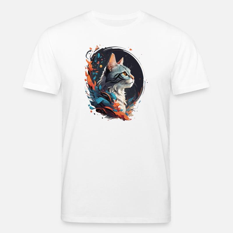 Bunte Katze - Stanley/Stella Unisex Bio-T-Shirt CREATOR  - Weiß