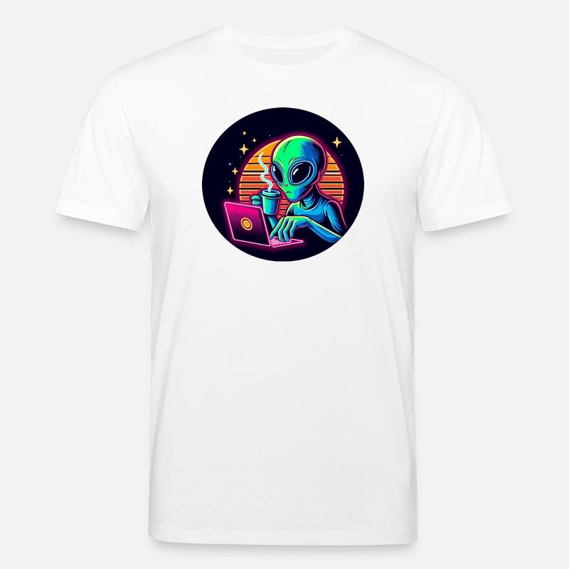 Alien bei der Arbeit - Stanley/Stella Unisex Bio-T-Shirt CREATOR  - Weiß