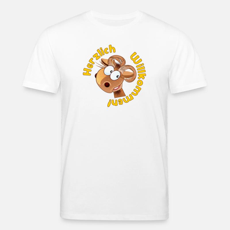 Herzlich Willkommen - Widder Schafe - Stanley/Stella Unisex Bio-T-Shirt CREATOR  - Weiß