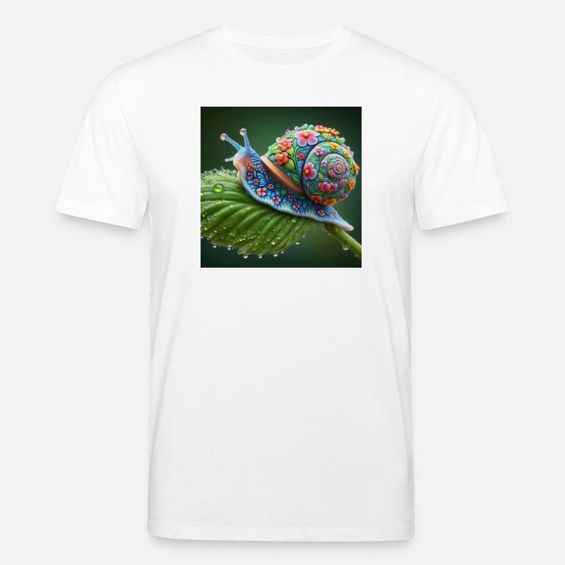 Escargot en fleurs - T-shirt bio CREATOR Stanley/Stella Unisexe - blanc