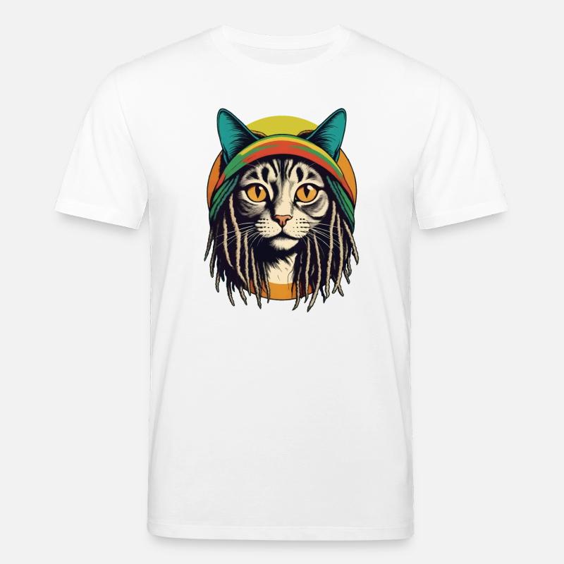 Coole Rasta-Katze - Stanley/Stella Unisex Bio-T-Shirt CREATOR  - Weiß