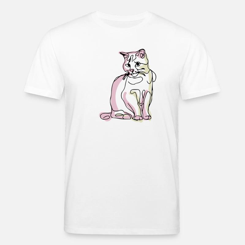 Katze- Ein-Strich-Zeichnung - Stanley/Stella Unisex Bio-T-Shirt CREATOR  - Weiß