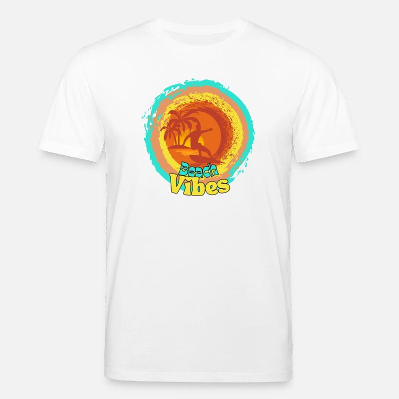 Plage Surf Coucher de soleil Design - T-shirt bio CREATOR Stanley/Stella Unisexe - blanc