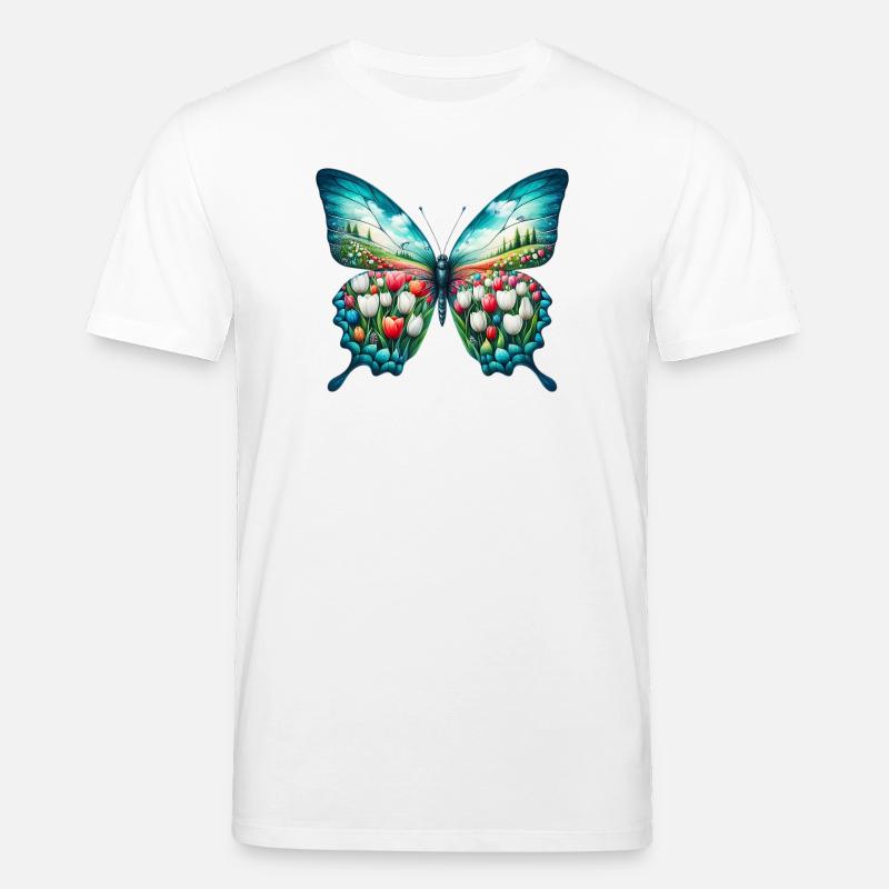 Fleurs papillon tulipes tulipe - T-shirt bio CREATOR Stanley/Stella Unisexe - blanc