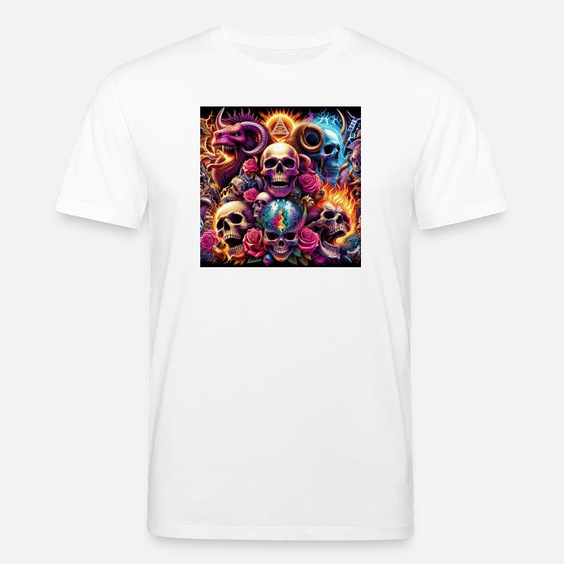 Totenköpfe, Farben und Blumen - Stanley/Stella Unisex Bio-T-Shirt CREATOR  - Weiß